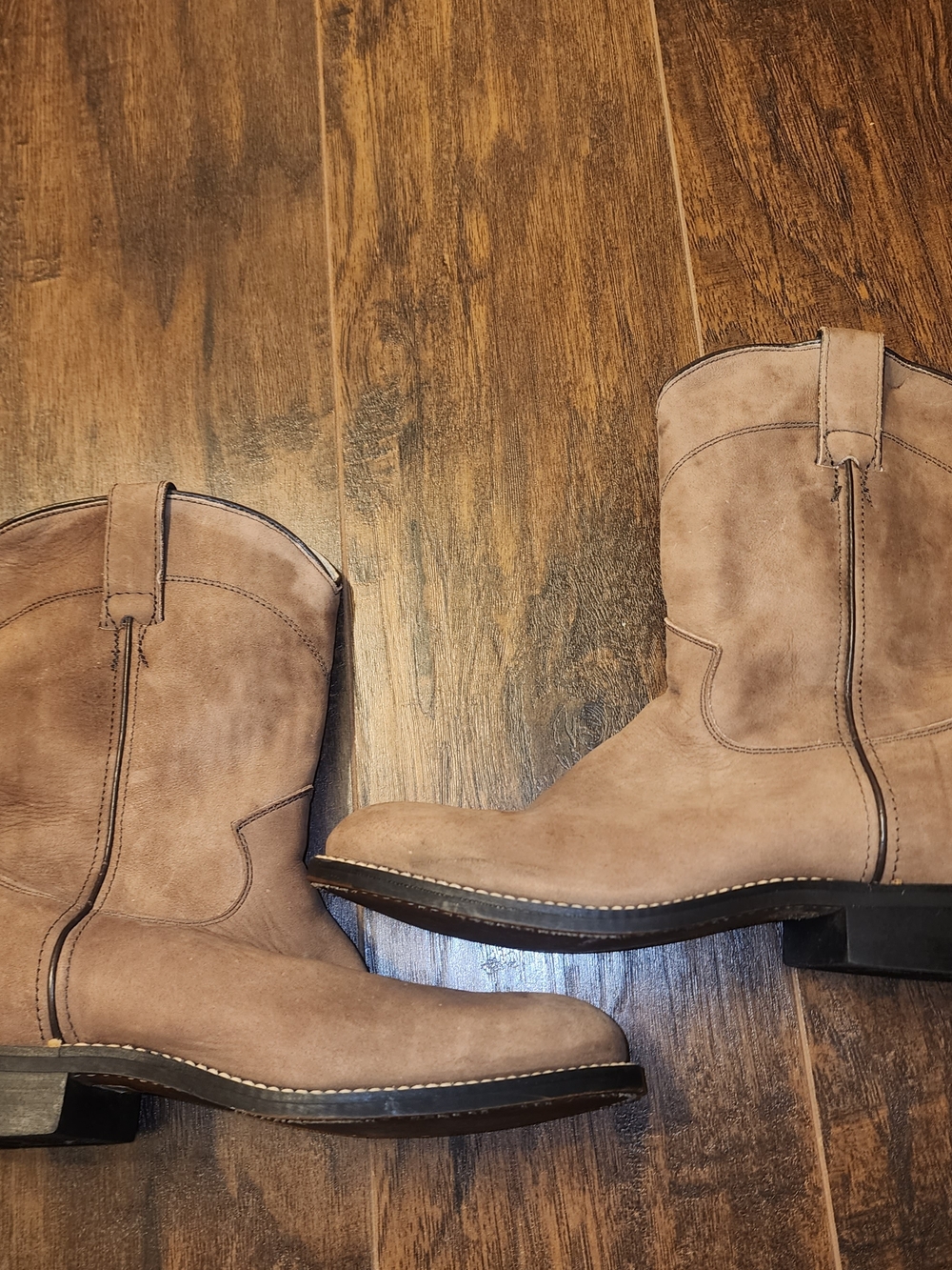 Justin Boots Kids Light Brown Suede Western Pull-On Boots